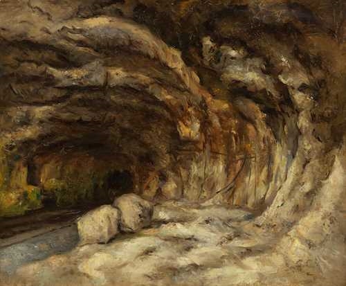 Cave of the Loue with rocks./Grotte de la Loue avec Rochers by Gustave Courbet
