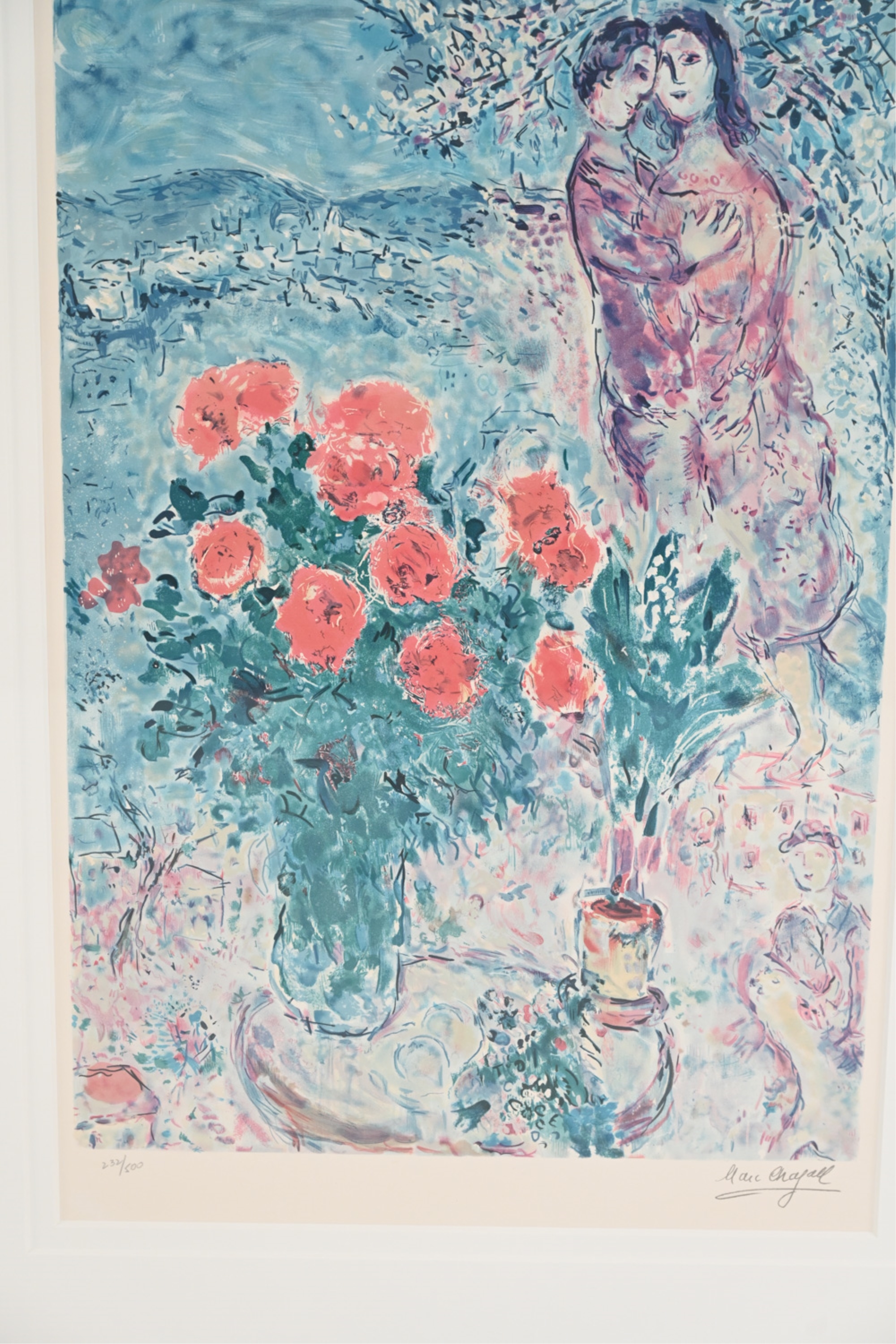 Marc Chagall | Red Bouquet with Lovers | MutualArt