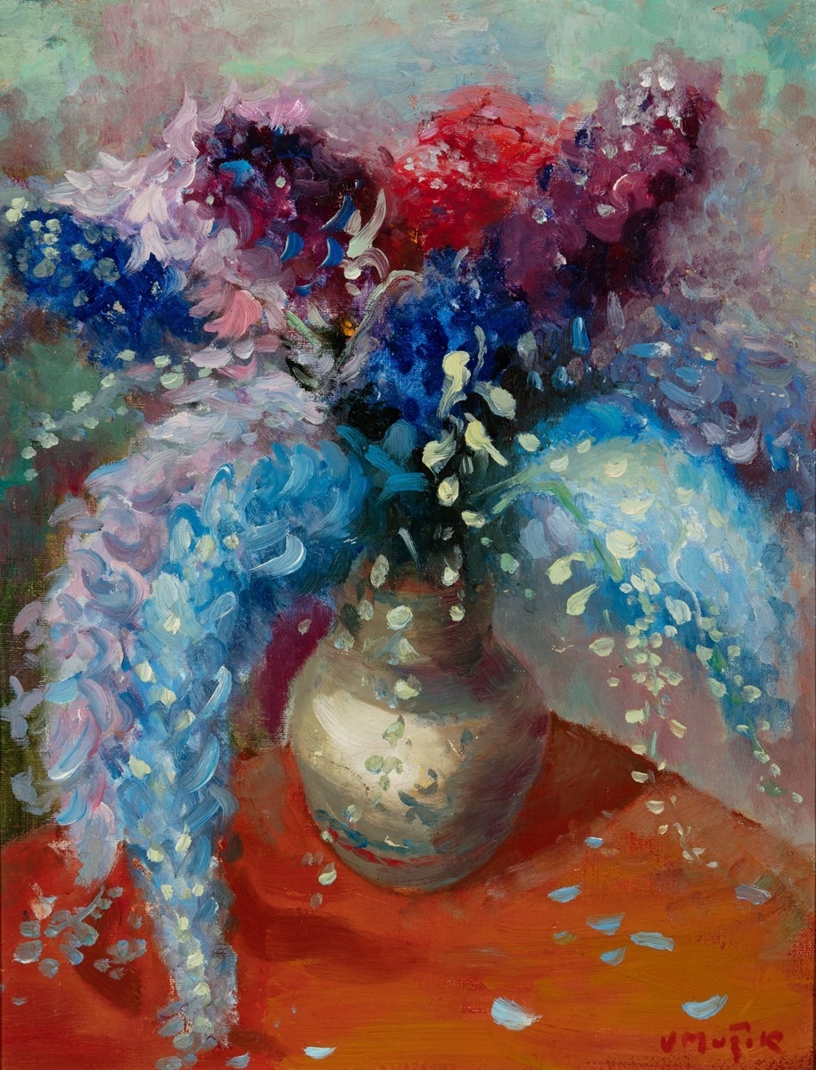 Artwork by Vilém Mužík, Kytice ve váze, Made of oil on canvas