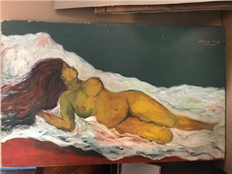 Reclining nude woman - Martial Molitor