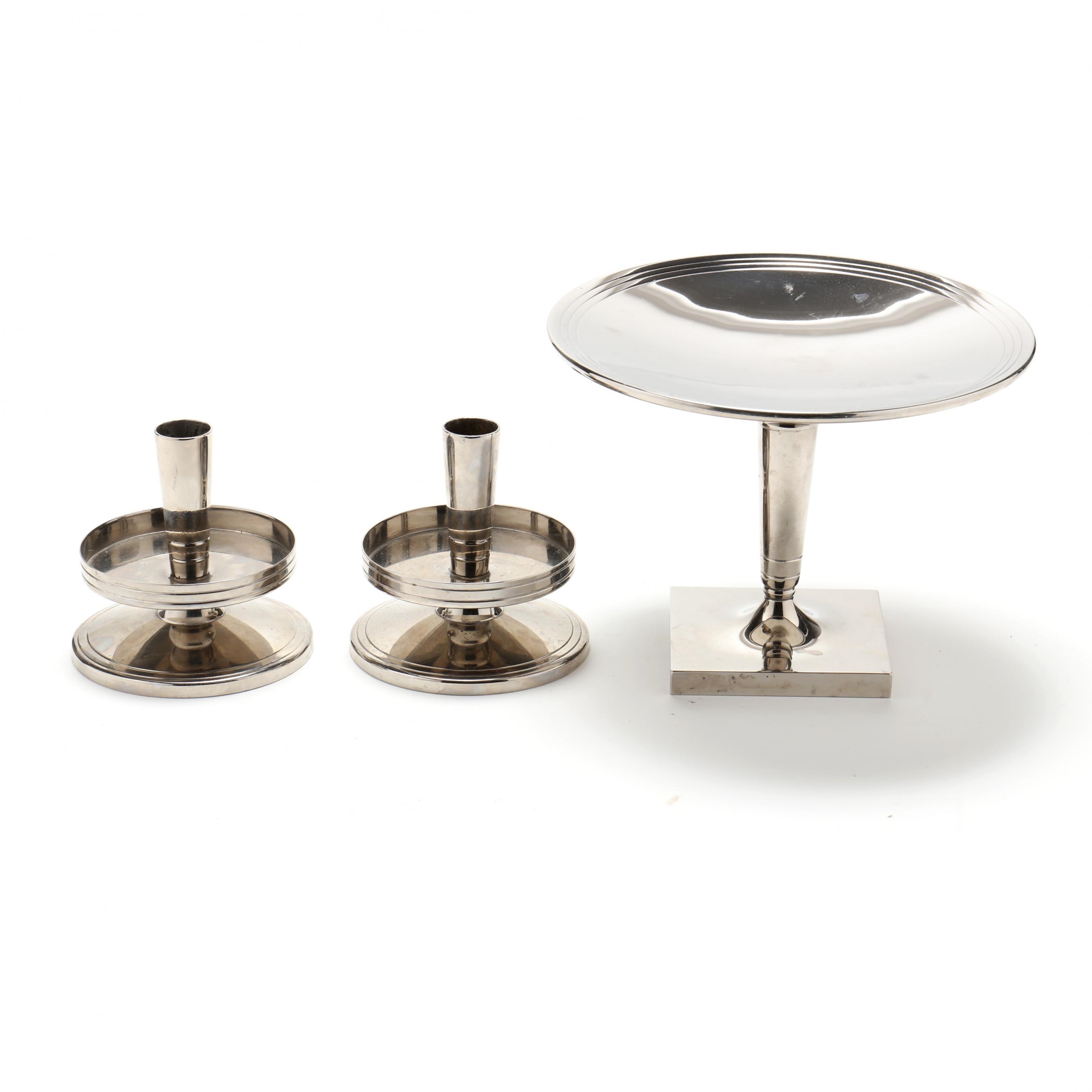Tommi Parzinger | Silverplate Compote and Pair of Candlesticks (1950s ...