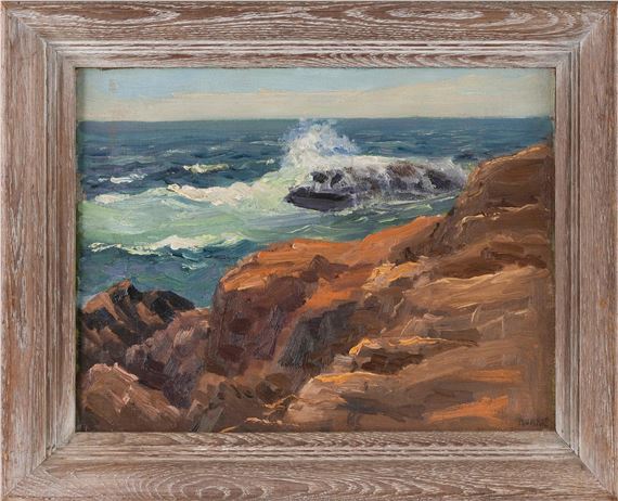 Waves crashing on a rocky coast. - George Spencer Morris