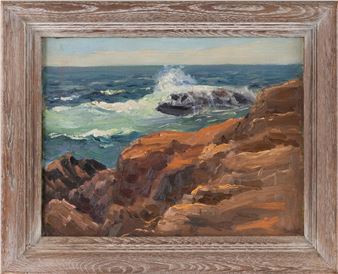 Waves crashing on a rocky coast. - George Spencer Morris