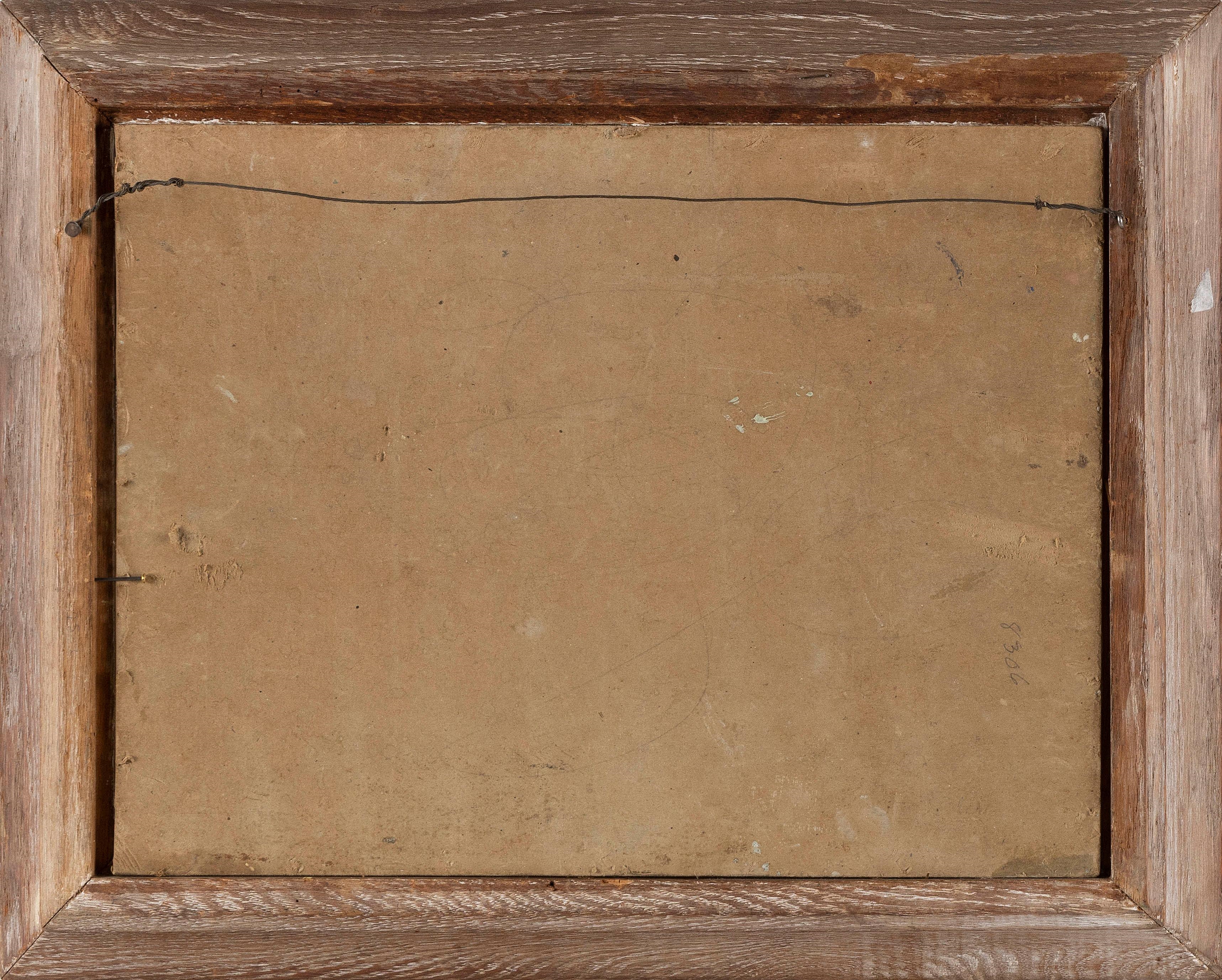 Artwork by George Spencer Morris, Waves crashing on a rocky coast., Made of Oil on board