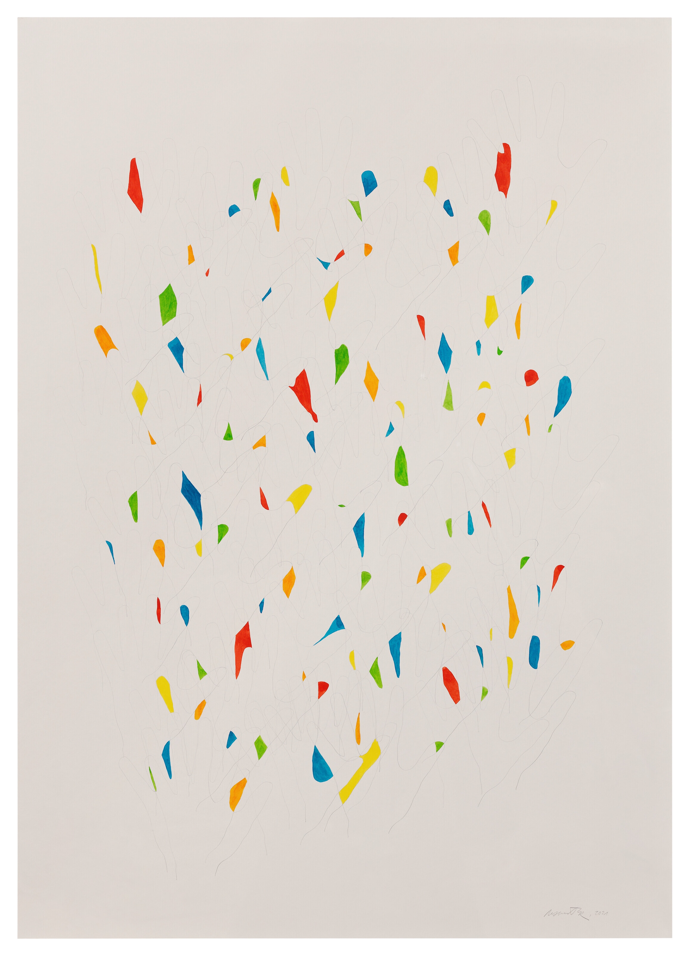 Artwork by Nasan Tur, Traces - 4, Made of graphite and gouache on paper