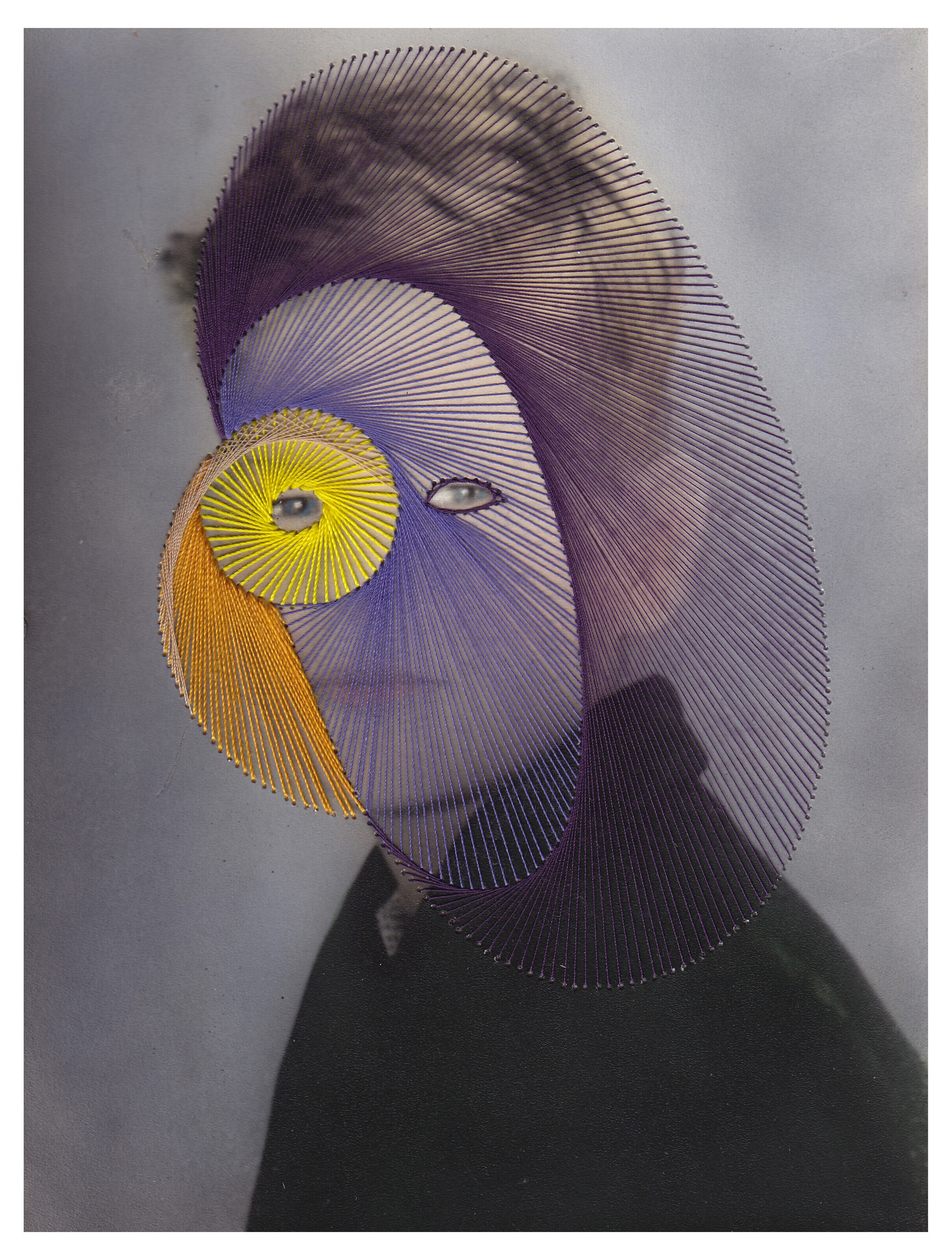 Artwork by Maurizio Anzeri, Giovanni, Made of embroidery on found photograph