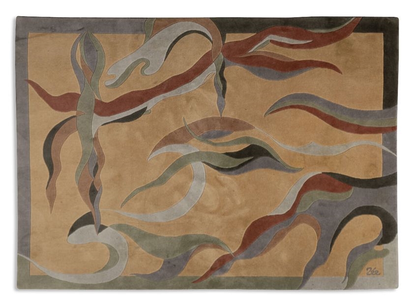 Artwork by Paulette Nee, Lagoon., Made of Wool carpet with geometric patterns.