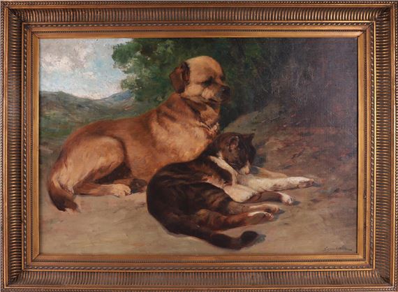 Gustave Halbart | Dog and cat | MutualArt