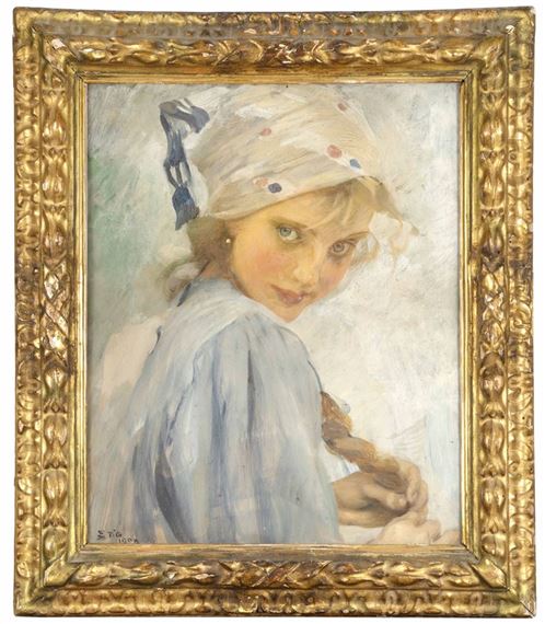 Ettore Tito | Portrait of a girl | MutualArt