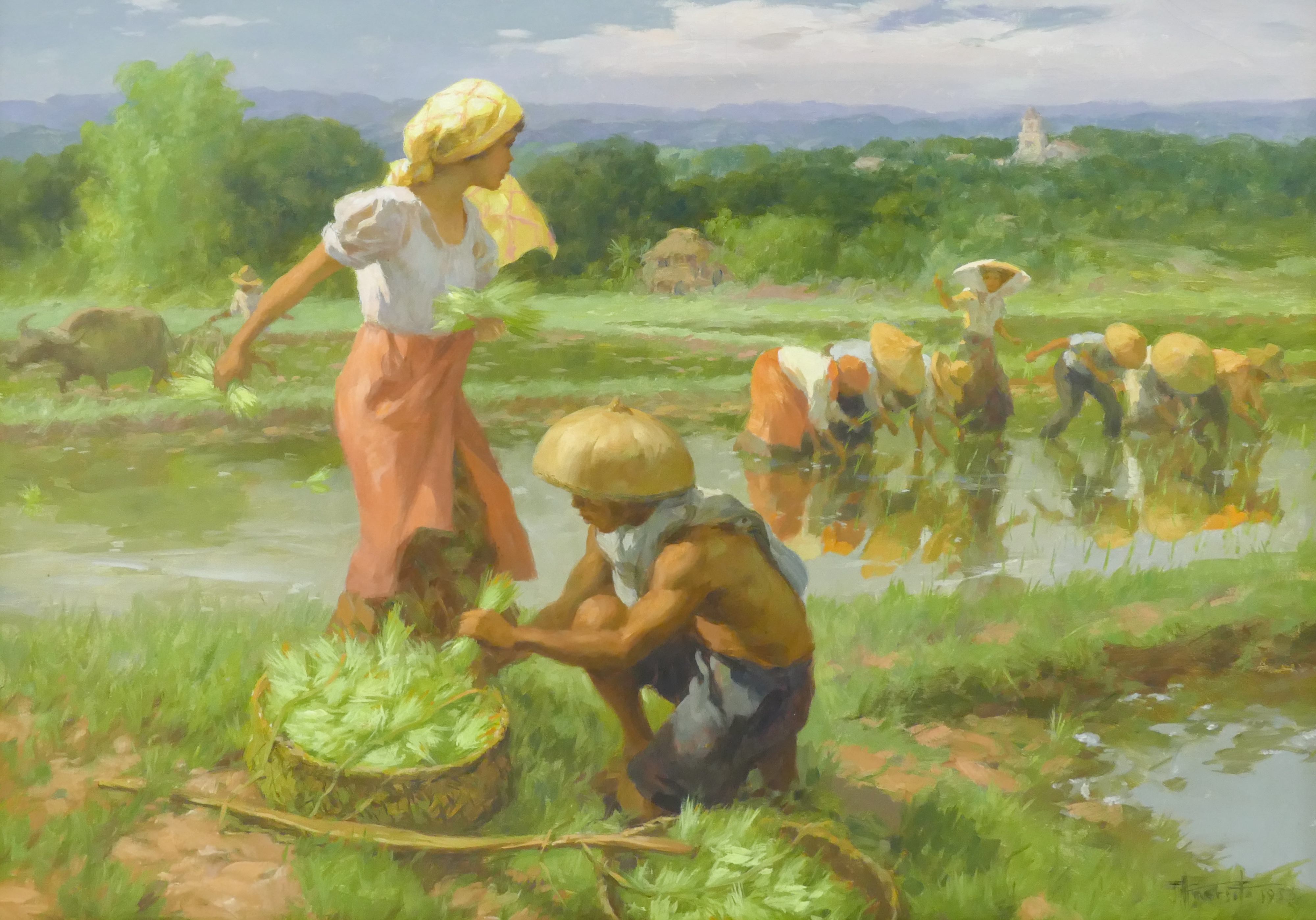 Fernando Amorsolo | 'Planting' (Rice) (1955) | MutualArt
