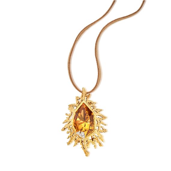 Citrine and Diamond Pendant/Brooch by Andrew Grima, 1970