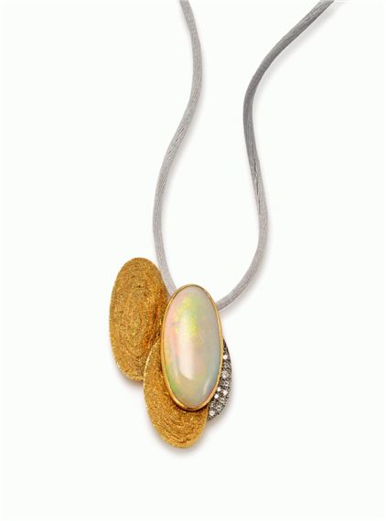 Opal, Gold, and Diamond Brooch