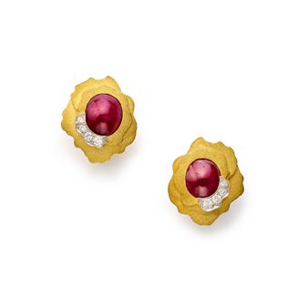 Pair of Ruby and Diamond Earrings - Andrew Grima