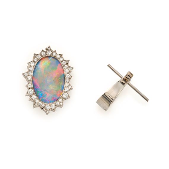 Versatile Opal, Diamond, & Platinum Ring/Brooch/Pendant