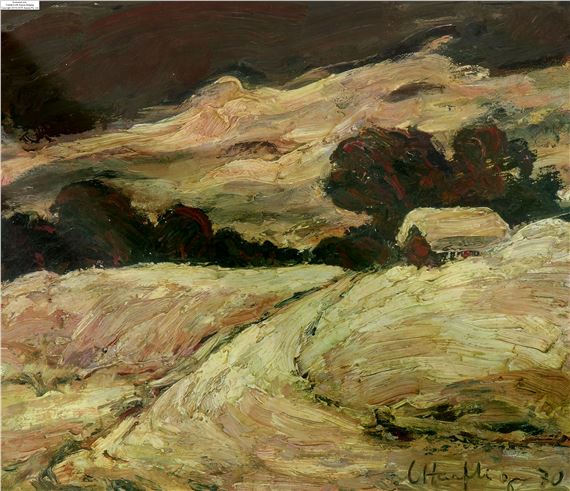 Winterlandschaft mit Scheune by Leopold Häfliger, 1970