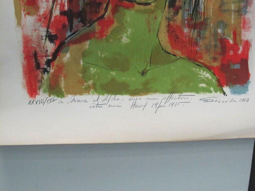 Artwork by Harry Seguela, Young girl with flowers, Made of lithograph