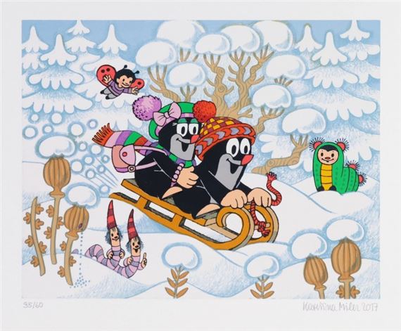 Krtek s Krtečkovou sáňkují by Kateřina Miler, 2017