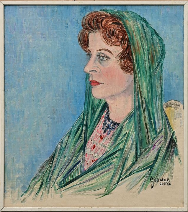 Bildnis einer Dame mit grünem Tuch by Bob Gesinus Visser, 1966