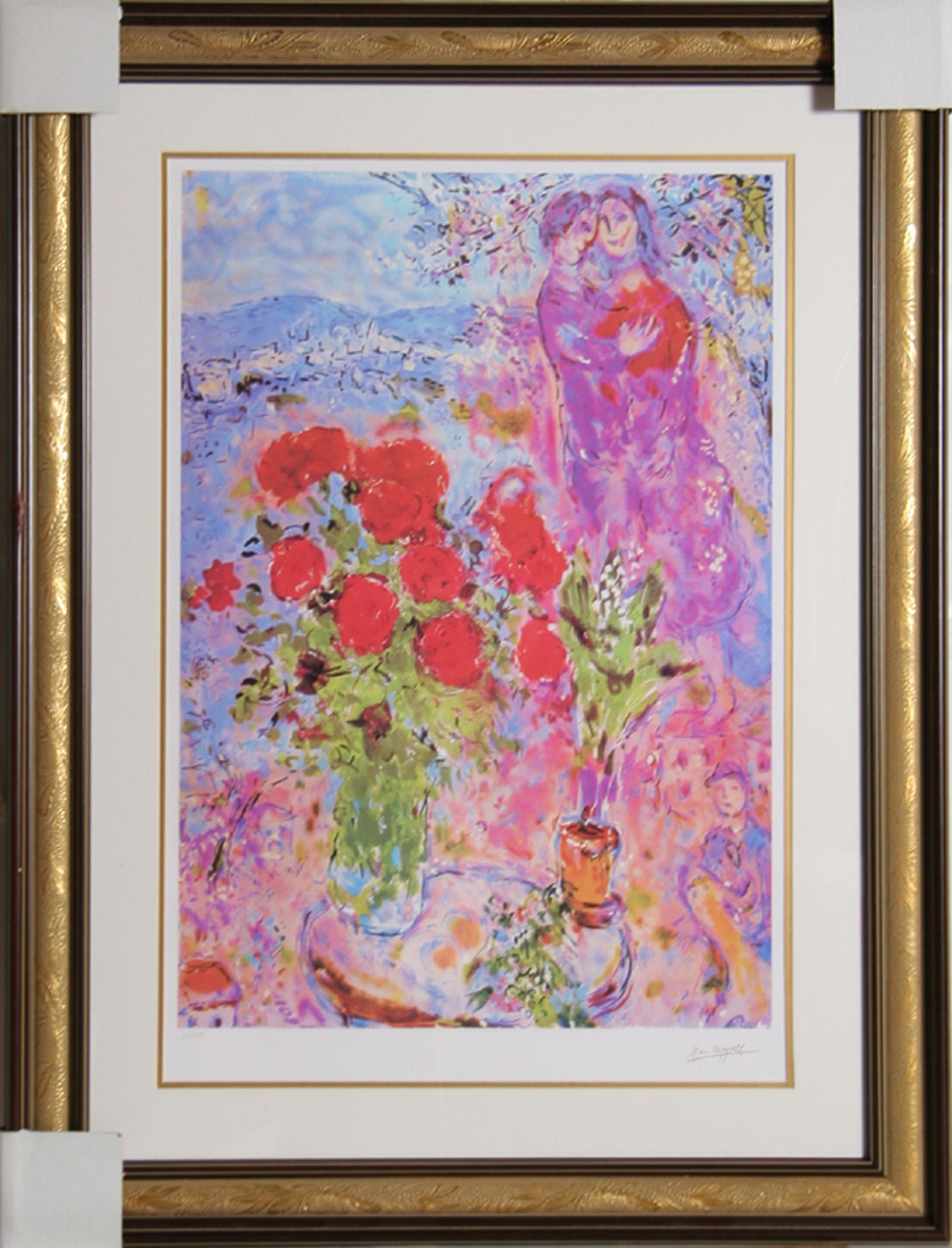 Marc Chagall | Red Bouquet with Lovers (1887) | MutualArt