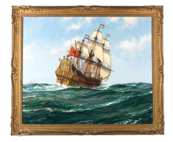 Montague Dawson | HMS Sovereign of the Seas flying Dutch flags