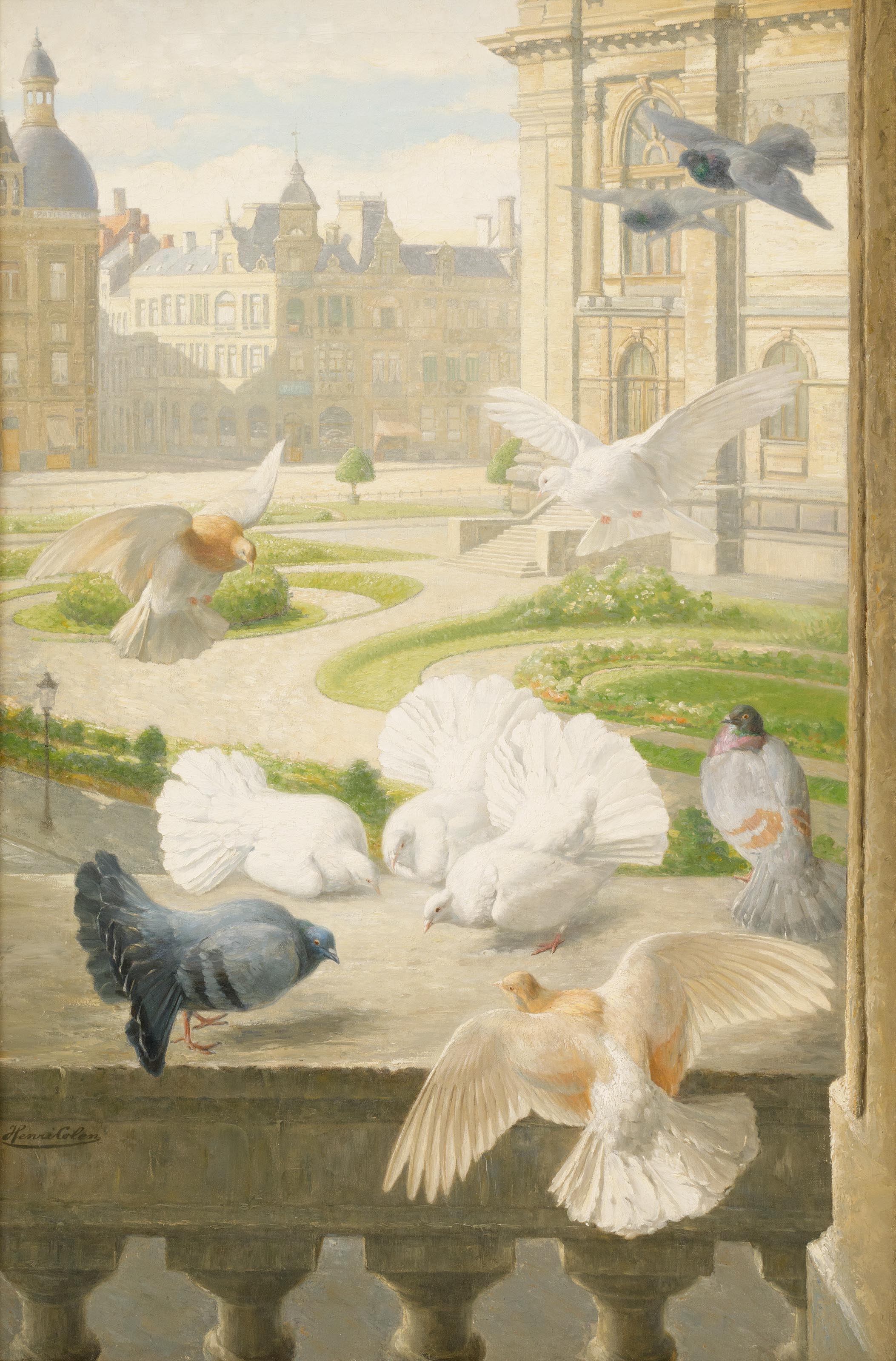 Henri Colen | Pigeons at the Antwerp Royal Museum of Fine Arts' garden ...