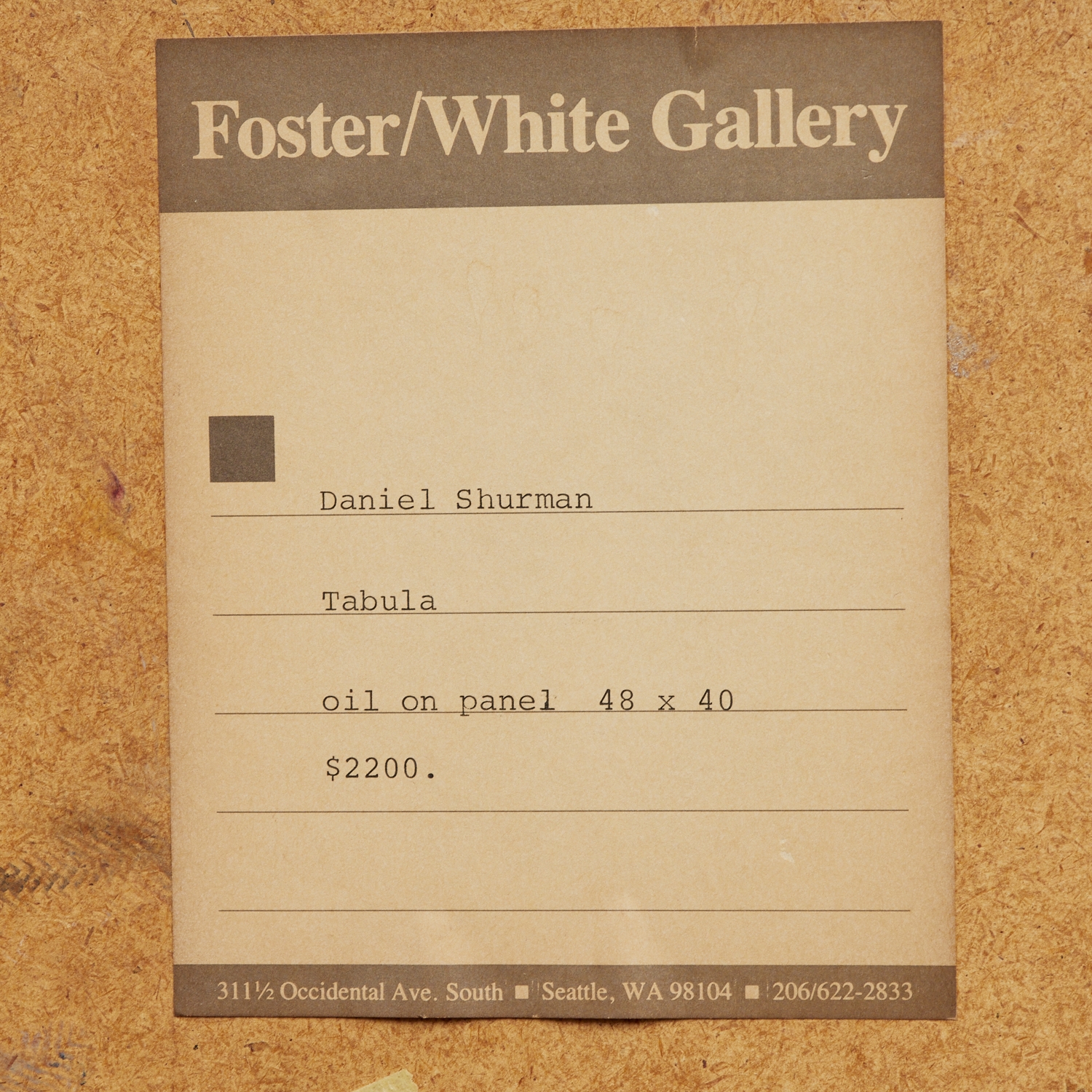 Daniel Shurman | Tabula | MutualArt