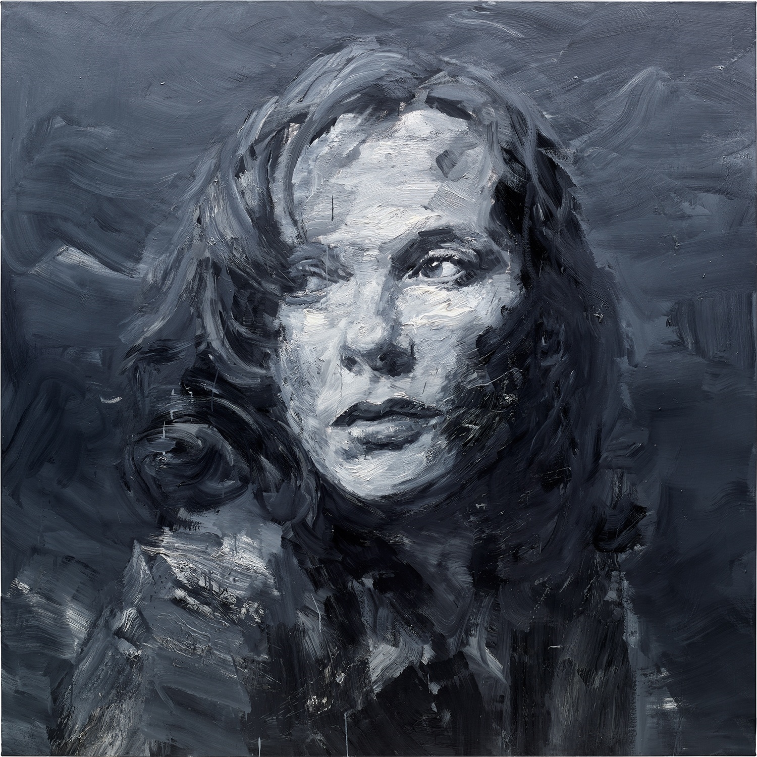 Artwork by Yan Pei Ming, Portrait of Isabelle Huppert III, Made of oil on canvas
