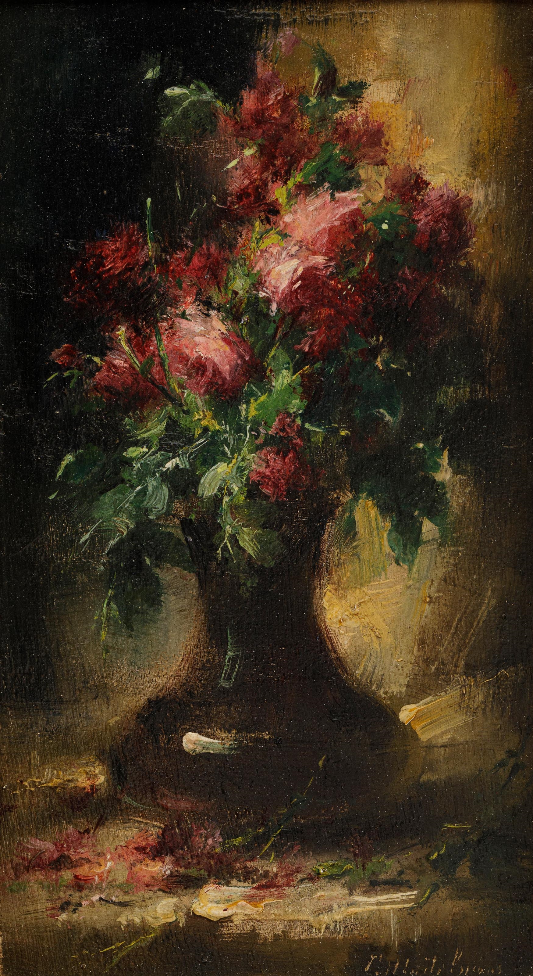Frans Mortelmans | Still life with red roses in a vase | MutualArt