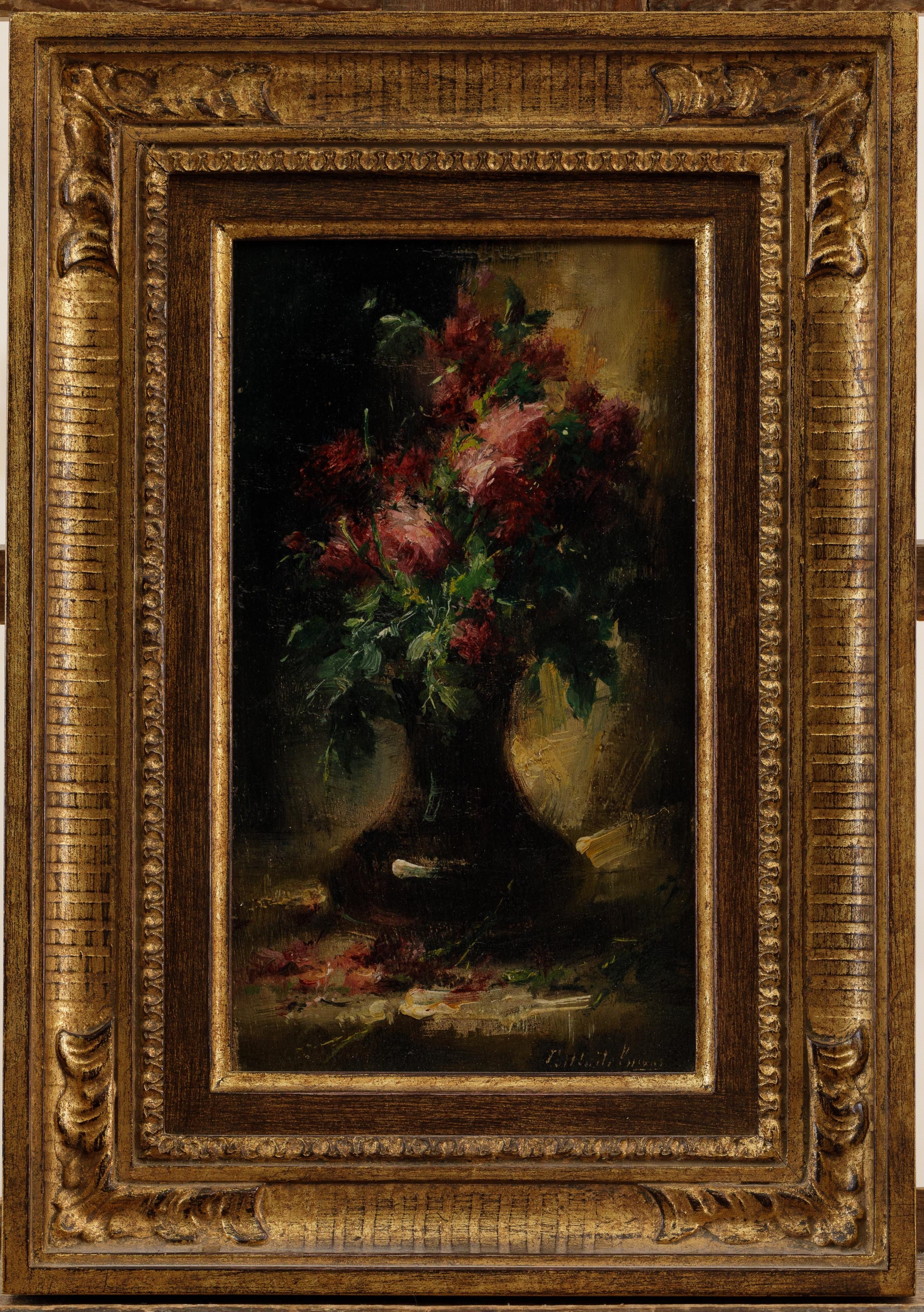 Frans Mortelmans | Still life with red roses in a vase | MutualArt