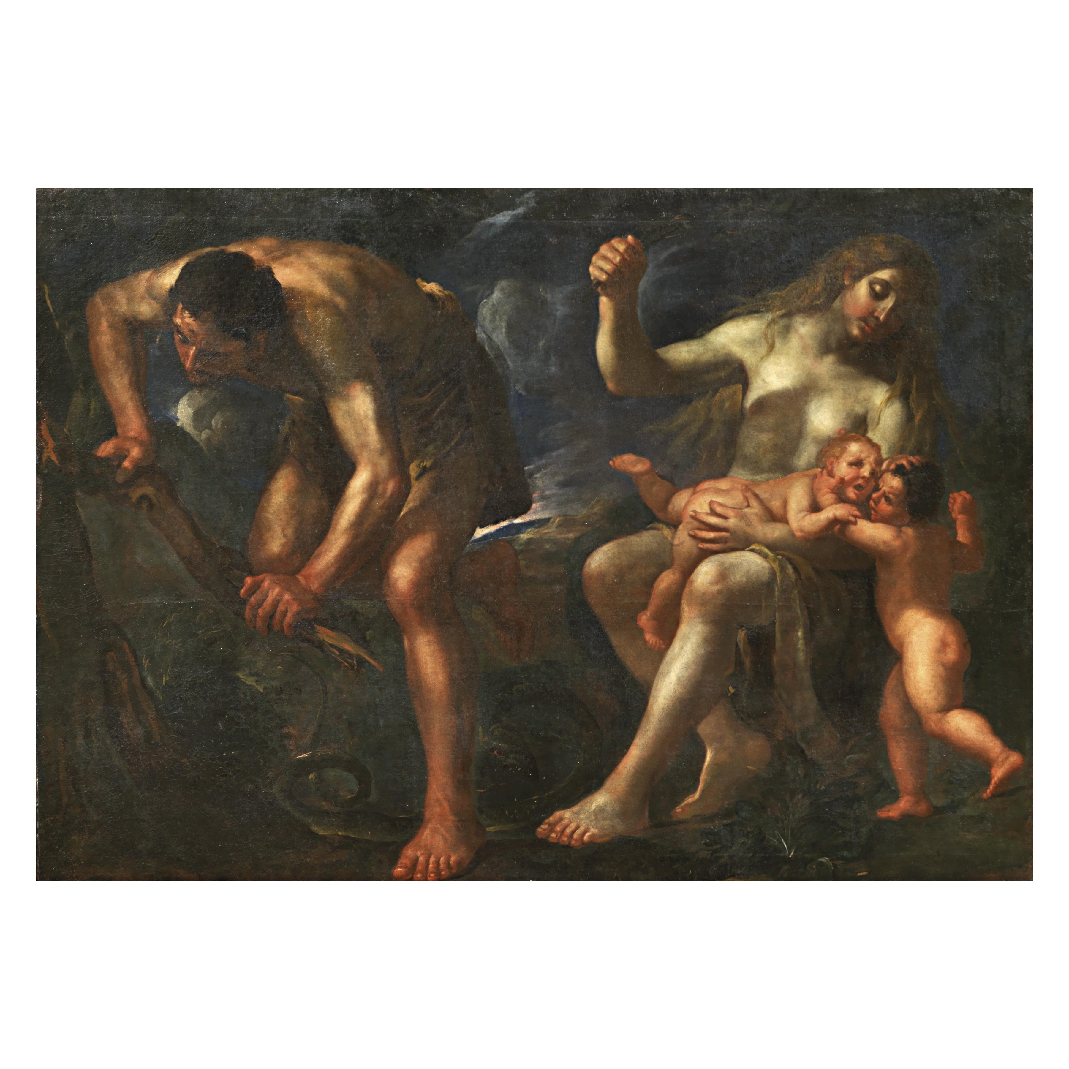 Emilian School, 17th Century | ADAM AND EVE WITH CAIN AND ABEL | MutualArt