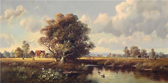 rural idyll by the pond by Hubert Kaplan