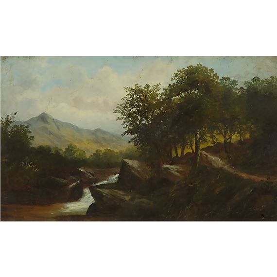 George Bates | RAPIDS BETWEEN A ROCKY LANDSCAPE | MutualArt