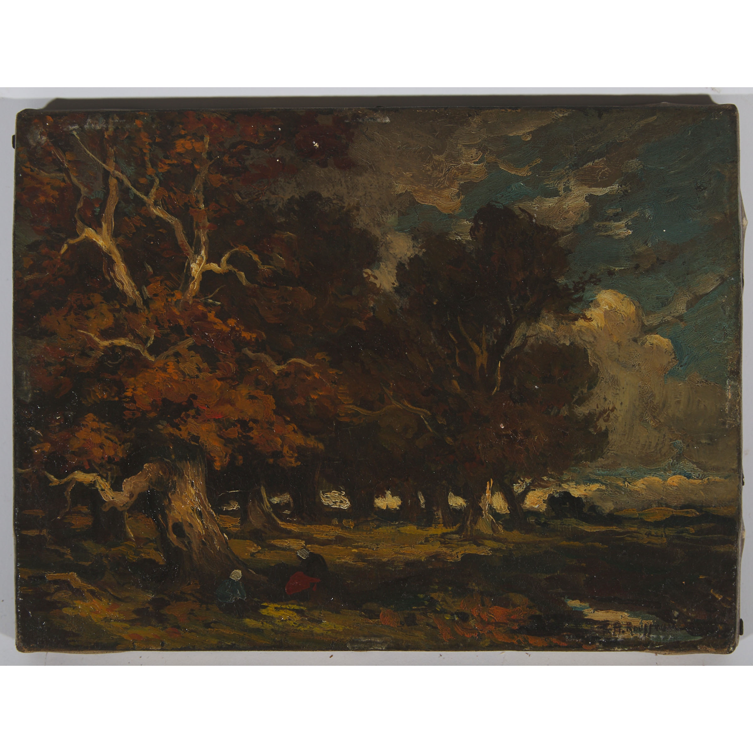 Théodore Rousseau | BARBIZON LANDSCAPE WITH FIGURES SEATED UNDER A TREE ...