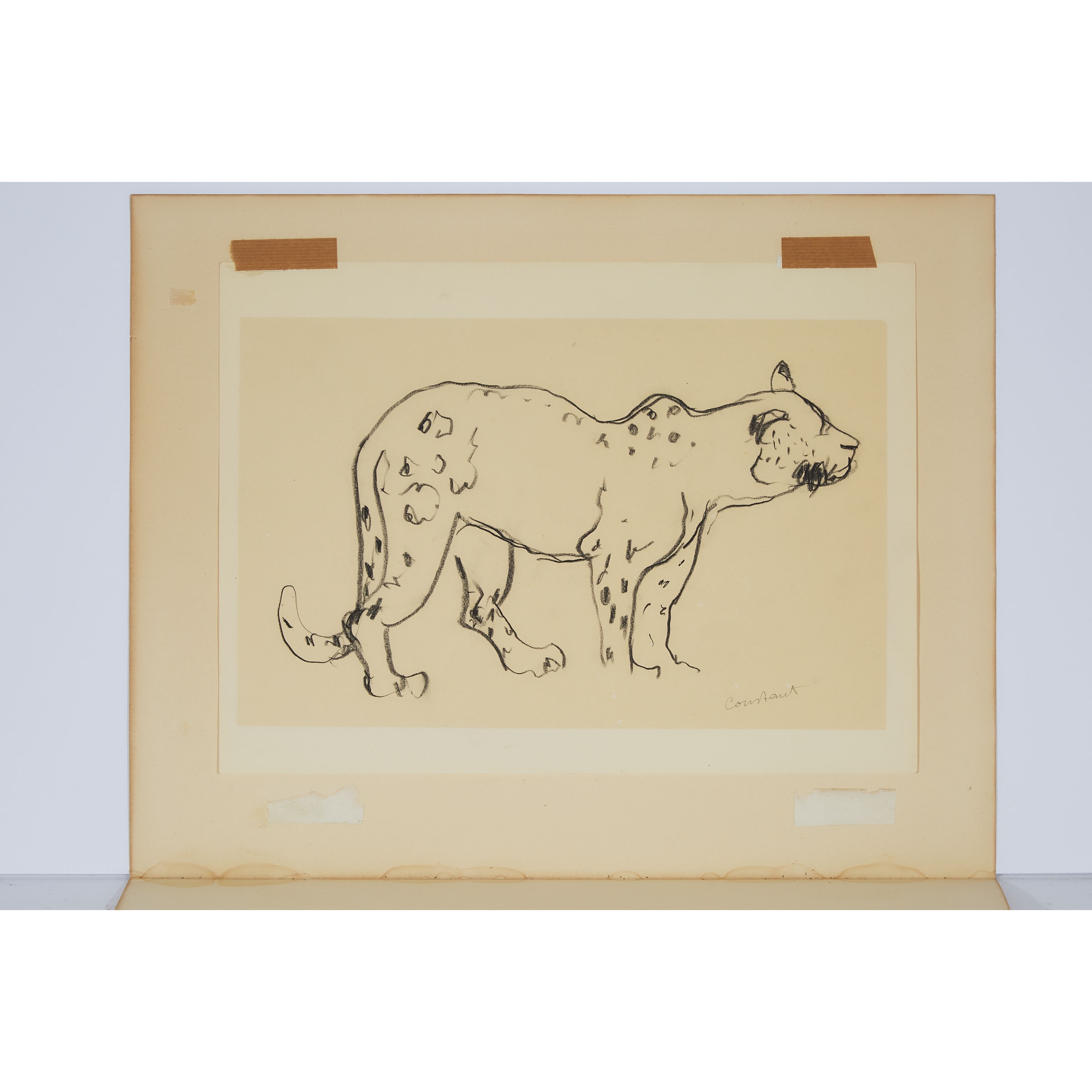 Joseph Constant | TWO CRAYON STUDIES OF BIG GAME: LEOPARD; LION | MutualArt
