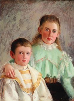 Doubleportrait of a boy and a young girl - Emma Liljedhal Adlerz