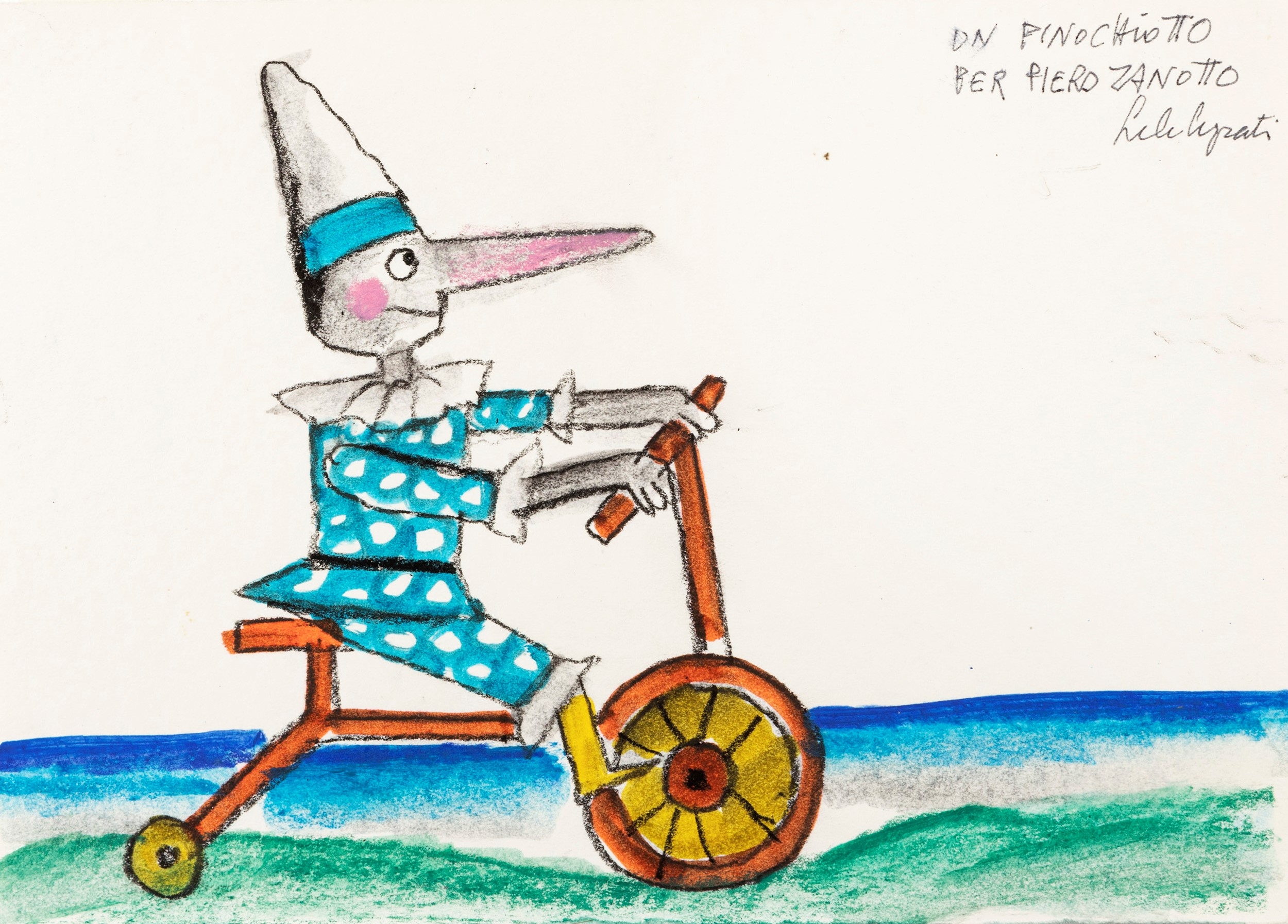 Pinocchio in bicicletta by Emanuele Luzzati, 1984