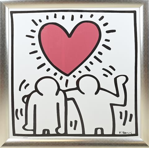 Keith Haring | Twee figuren met hart | MutualArt