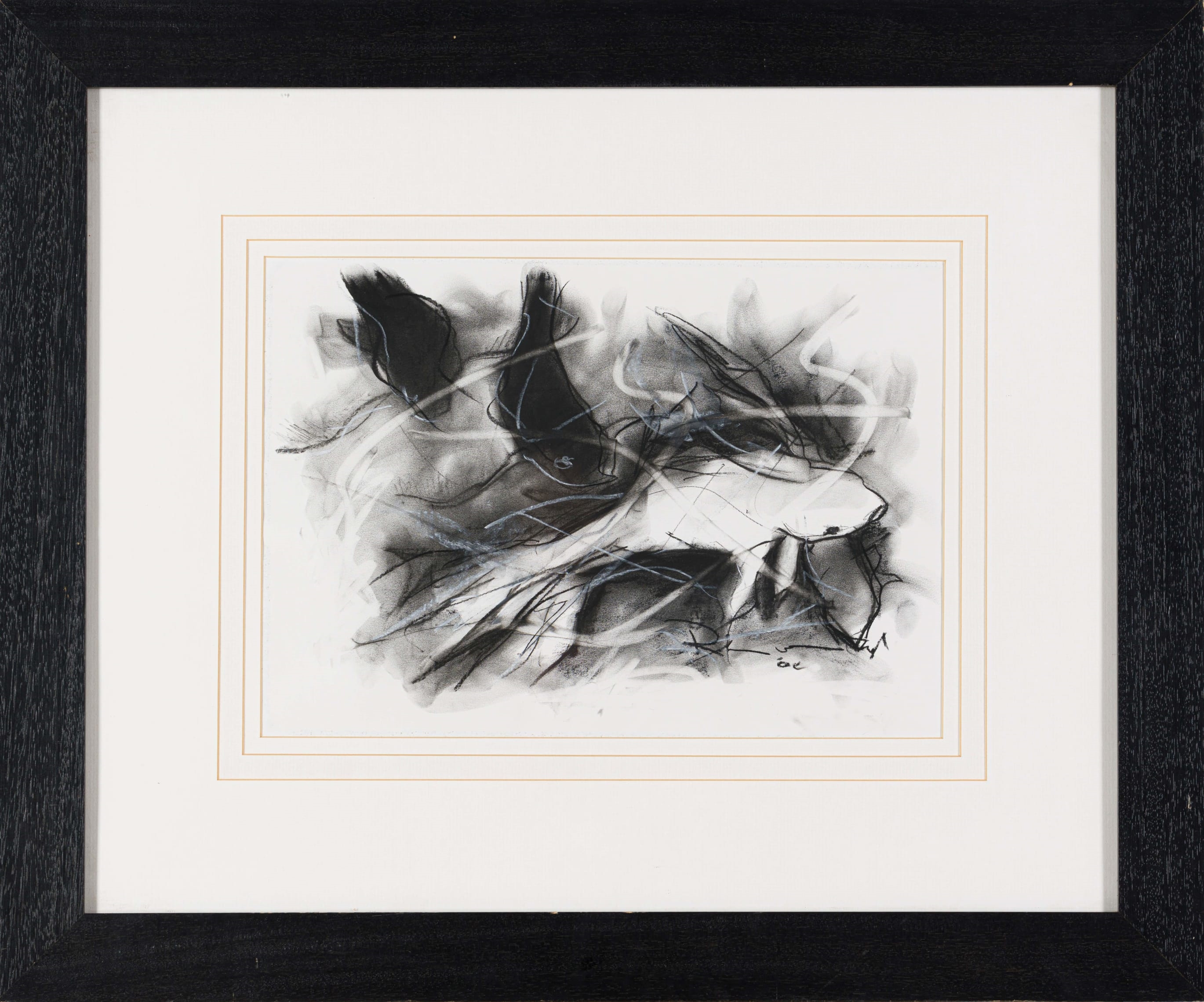Artwork by Riaan van Zyl, Gold Fish I, Made of charcoal and pastel on paper