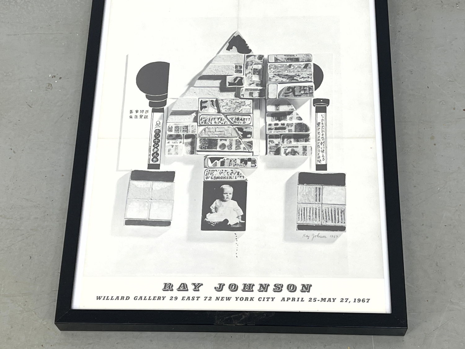 Artwork by Ray Johnson, Ray Johnson 1967 Exhibition Poster. WILLARD GALLERY, NYC. Framed., Made of Poster