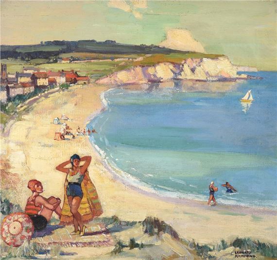 AT THE BEACH NEAR ST. IVES by Leonard Richmond
