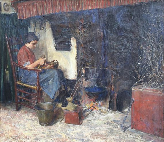 Aardappelen schillen bij het vuur by Jan C. Neervoort