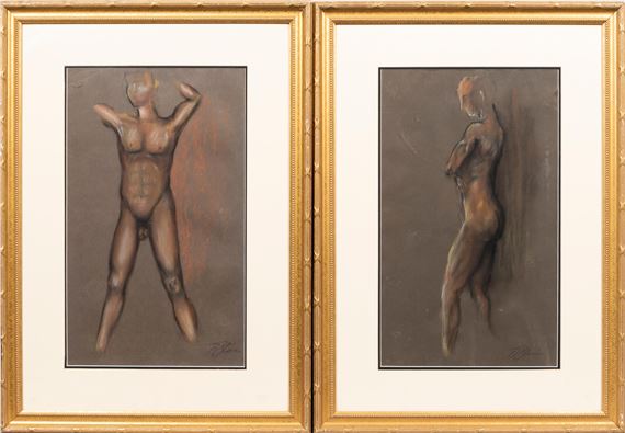 Two Framed Nude Studies by Robert R. Bliss