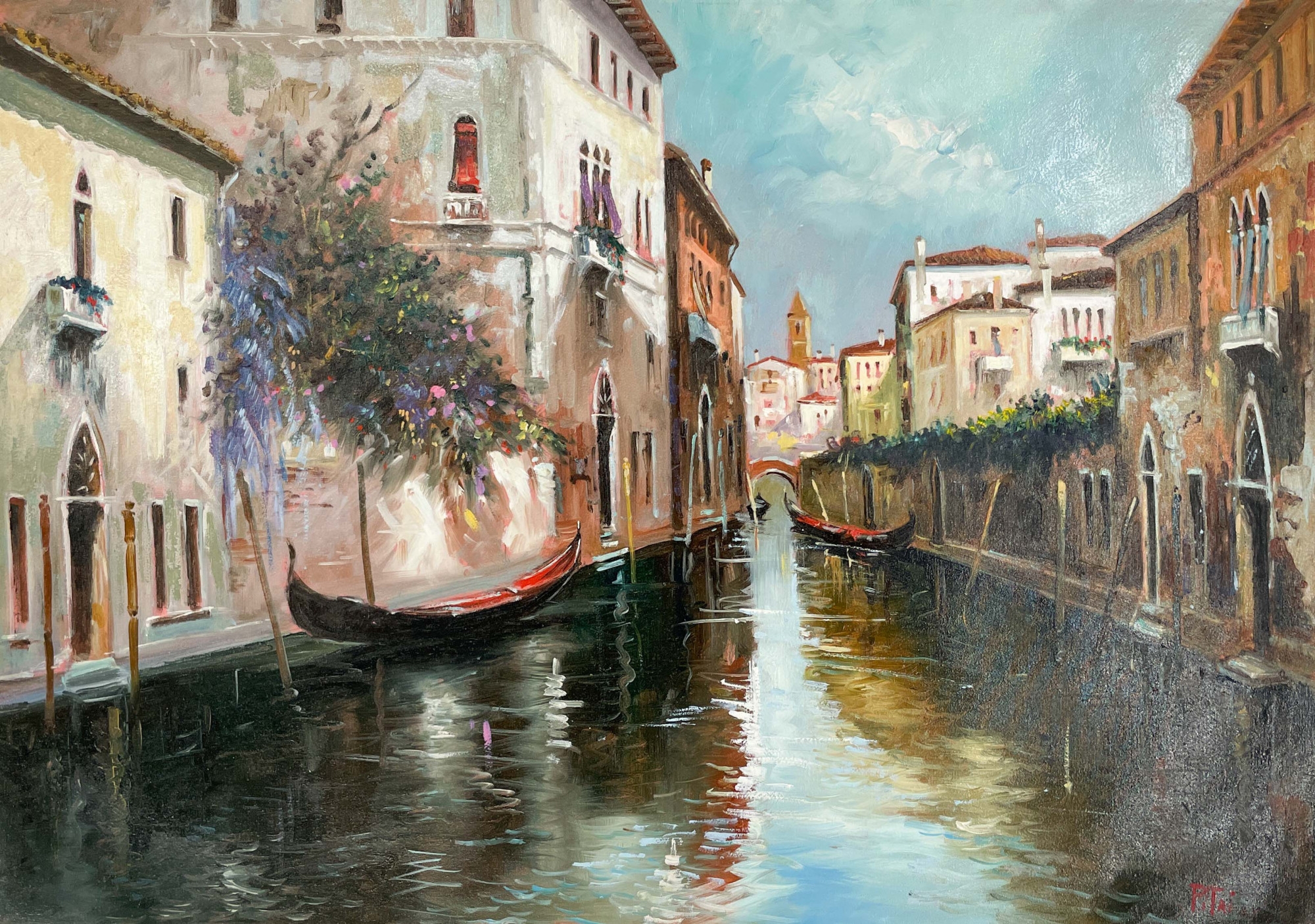 Artwork by Stan Pitri, Hues of Venice Canal, Made of oil on canvas