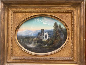 Paysage de Montagne et Ruines gothiques - Albert Drouard