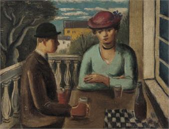 Peoples in Terrace - Usaburo Ihara