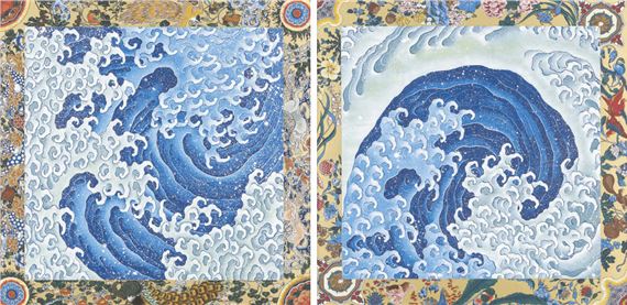 Katsushika Hokusai | Male wave; Female wave (reproduction printing / a ...