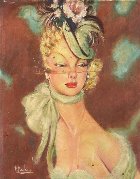 PORTRAIT OF A LADY WEARING A SCARF AROUND HER NECK - Maurice Randoin