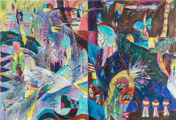 Embryonic Painting (diptych) by Ford Crull, 1989