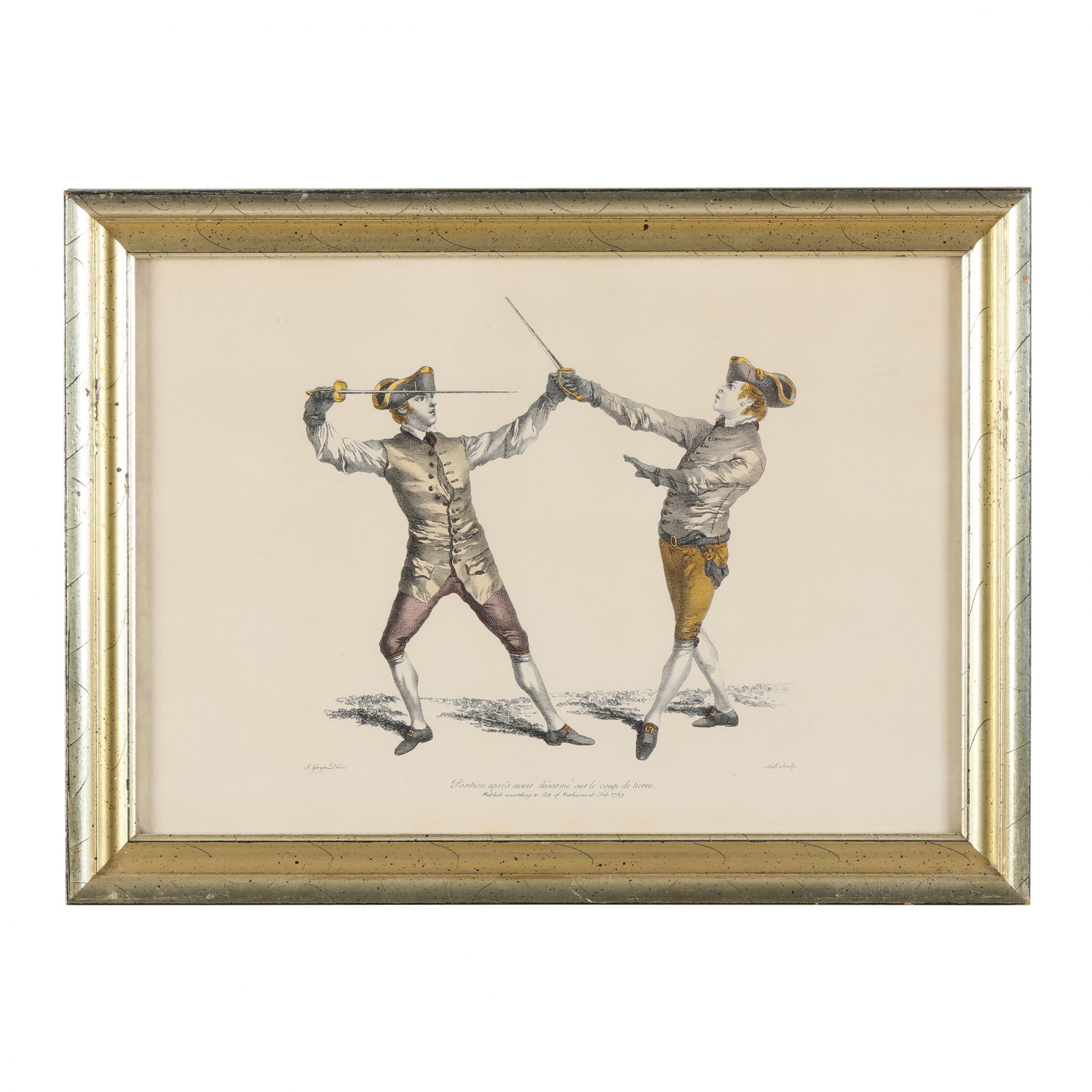 J. Gwyn Delin Three Antique French Fencing Prints (Circa 1900