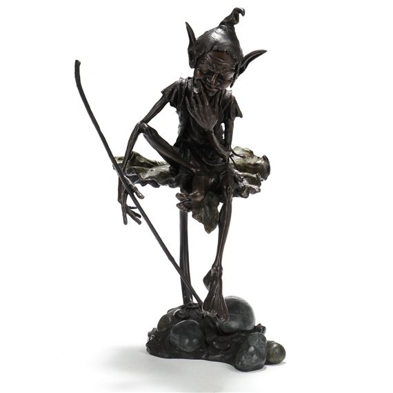 Julian Jeffrey | Pod Bronze Hoblin Garden Sculpture | MutualArt